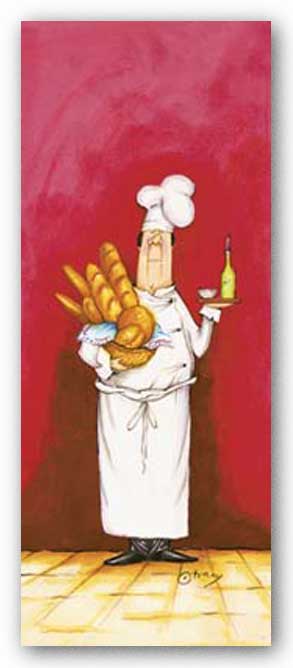 Chef With Bread And Oil by Tracy Flickinger