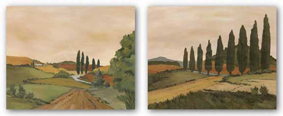 Shady Tuscan Road and Sunny Tuscan Road Set by Jean N. Clark