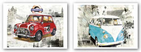Hippie Van and British Car Set by Bresso Sola