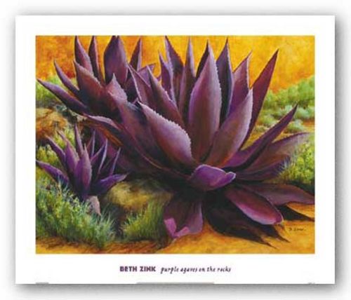 Purple Agaves On The Rocks by Beth Zink