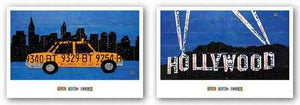 Hollywood Sign at Night and NYC Taxi Cab Set by Aaron Foster