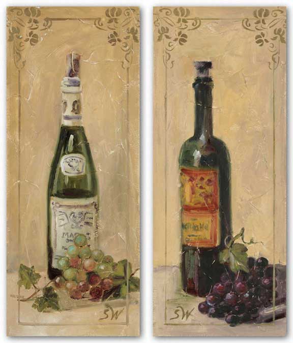 White and Red Wine With Grapes Set by Shari White