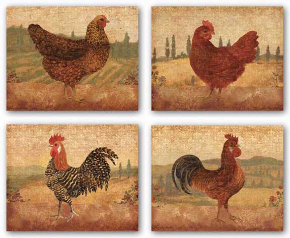 Florentine Rooster and Tuscan Hen Set by Lisa Ven Vertloh