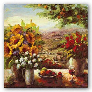 Sunflowers with Fruit and Wine I by Hong