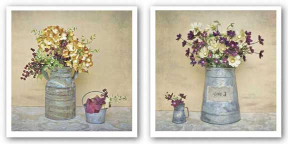 Plum Daisies and Caramel Hydrangeas Set by Cristin Atria