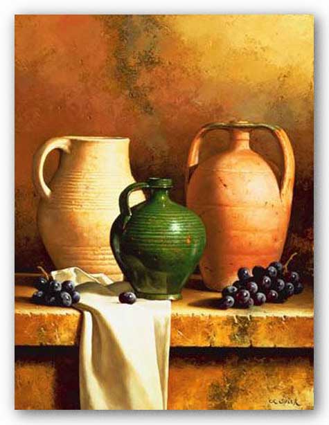 Earthenware With Grapes by Loran Speck