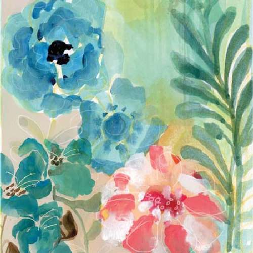 Blue Peach Floral I by Gayle Kabaker