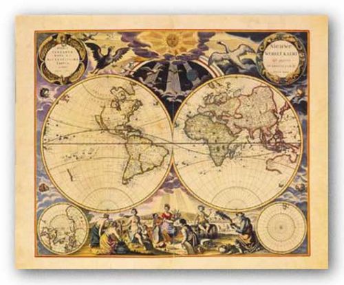 New World Map, 1676 by Pieter Goos