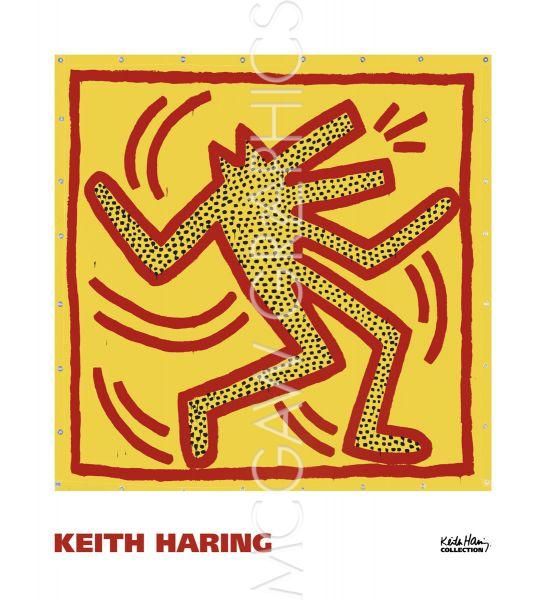 Untitled, 1982 (red dog on yellow) by Keith Haring