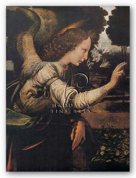 Angel (Detail from The Annunciation) by Leonardo Da Vinci