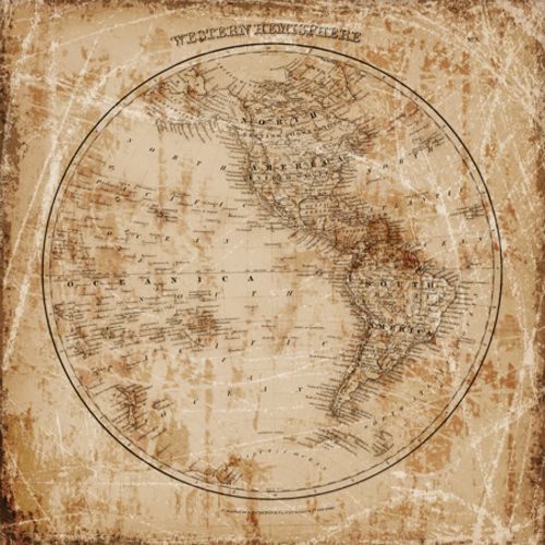 Antique Map Western Hemisphere by Mauro Cardoza