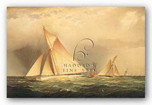 Puritan and Priscilla off Sandy Hook by James Edward Buttersworth
