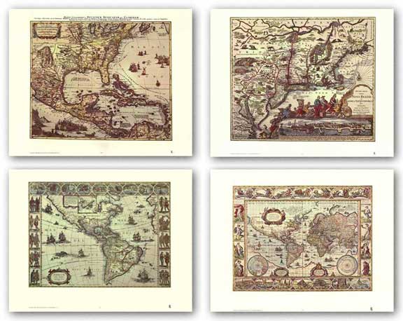 Maps Set (Four Maps) by Joan Blaeu