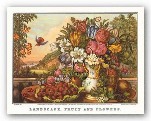 Landscape, Fruit and Flowers by Currier and Ives