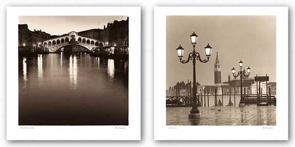 Il Gran Canale and Ponte Rialto Di Notte Set by Alan Blaustein