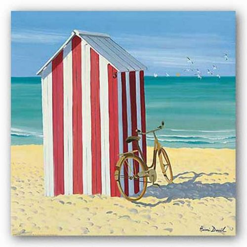 Red and White Beach Hut by Henri Deuil