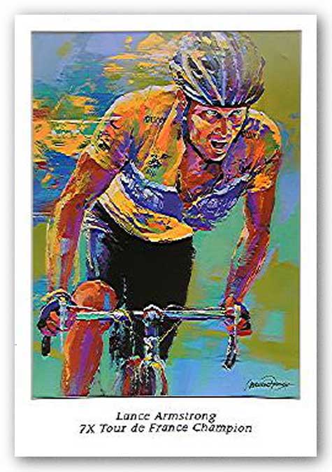 Lance Armstrong - 7X Tour de France Champion by Malcolm Farley