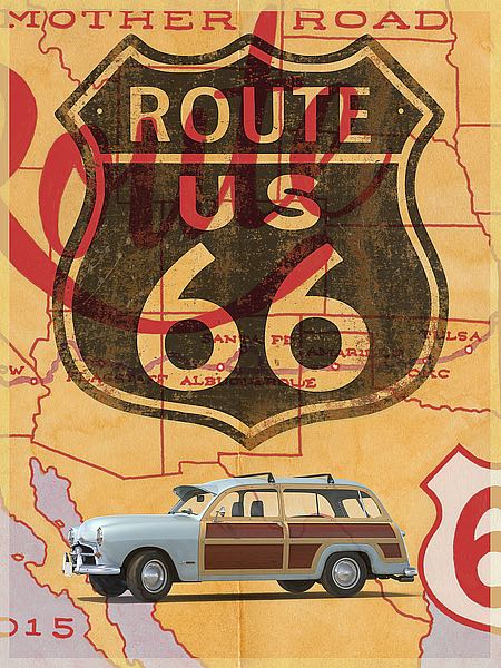 Route 66 Vintage Postcard by Edward M. Fielding