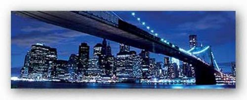 Brooklyn Bridge and Manhattan Skyline at Night by Joshua Haviv