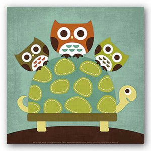 Three Owls On Turtle by Nancy Lee