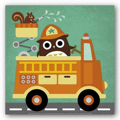 Owl, Firetruck and Squirrel by Nancy Lee