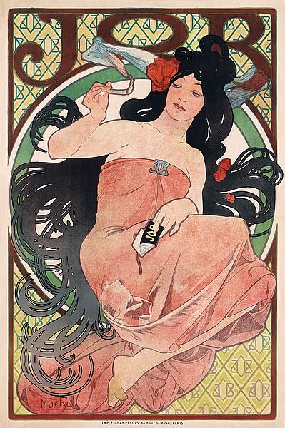 Job Cigarette Rolling Papers Advertisement, 1897 by Alphonse Mucha