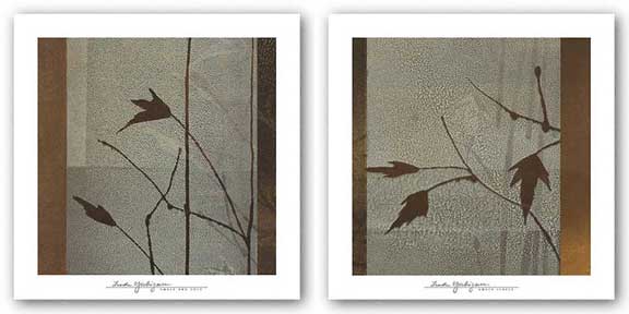 Umber Leaves - Umber and Gold Set by Linda Yoshizawa