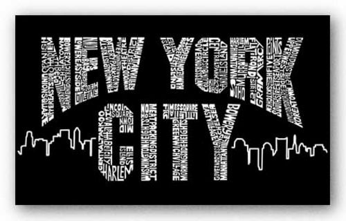 New York City Boroughs on Black by L.A. Pop Art