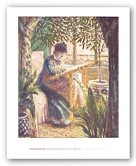 Madame Monet Embroidering by Claude Monet