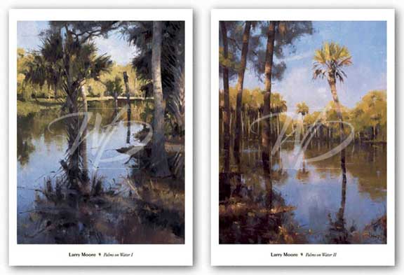 Palms on Water Set by Larry Moore