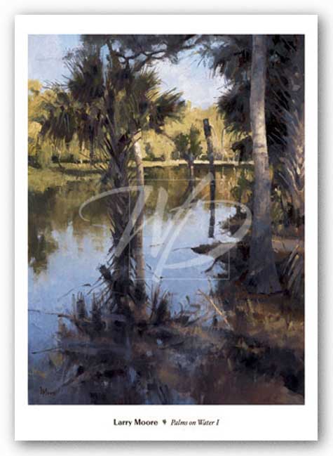Palms on Water I by Larry Moore