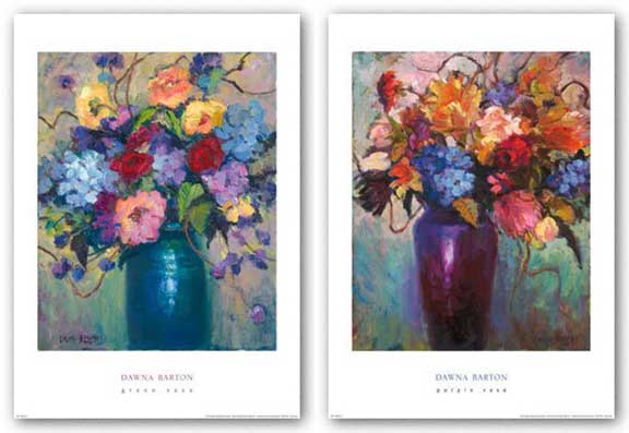 Purple Vase and Green Vase Set by Dawna Barton
