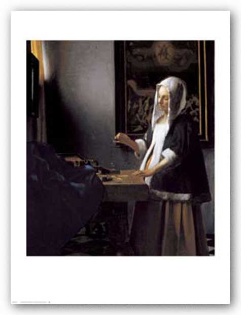 Woman Holding a Balance by Jan Vermeer