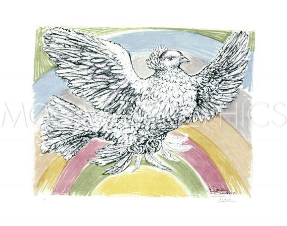 Flying Dove with Rainbow Background, 1952 by Pablo Picasso