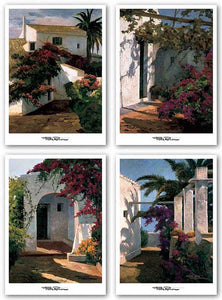 Bougainvillea and Palm Trees-Porch Daylight-Bougainvillea and Vine-Courtyard Blossoms Set by Poch Romeu