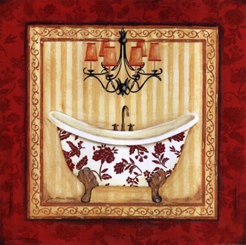 Red Demask Bath I by Jo Moulton