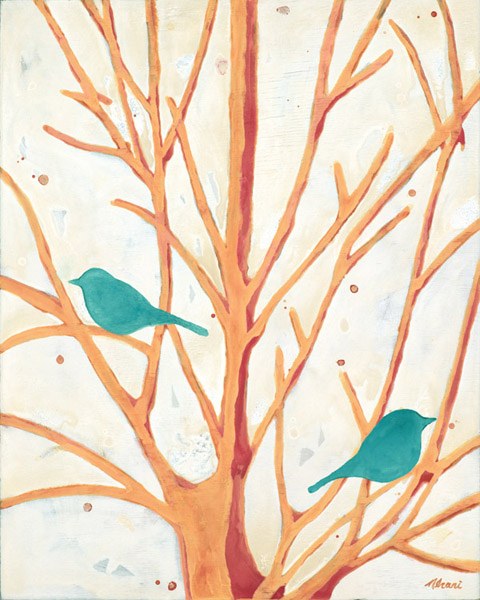 Two Birds In An Orange Tree by Ninalee Irani