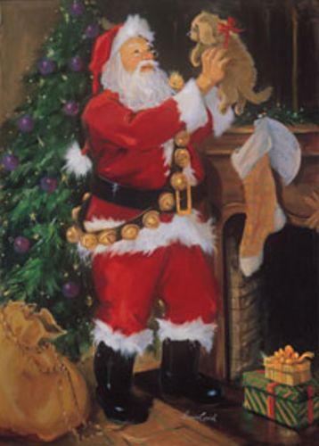 Santa With Puppy by Susan Comish