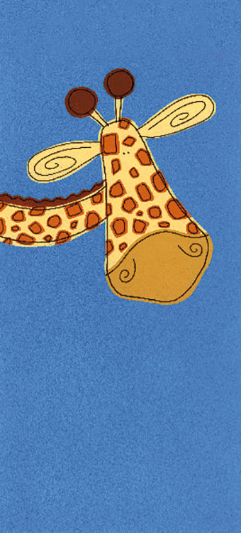 Giraffe on Blue by Lesley Hallas