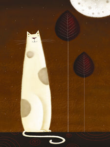 Feline and Two Leaves 15 3/4"x19 3/4" by Jo Parry