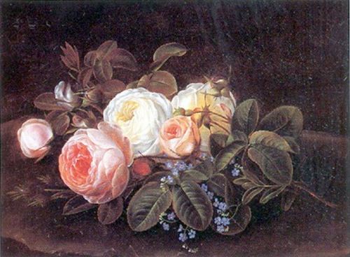 A Still Life with Roses and Forget-Me-Nots by Hansine Kernn Eckersberg