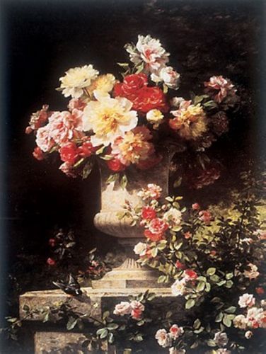 Peonies and Roses by Lemaire Louis-Marie