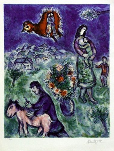 Sur la Route du Village - Giclee interpretation by Marc Chagall