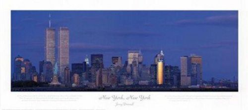 New York WTC and Statue of Liberty Horizontal by Jerry Driendl