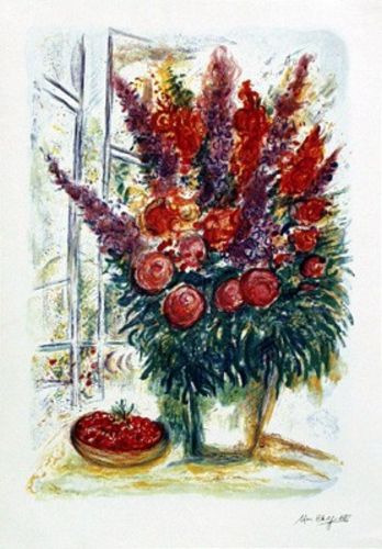 Bouquet with Bowl of Cherries by Marc Chagall