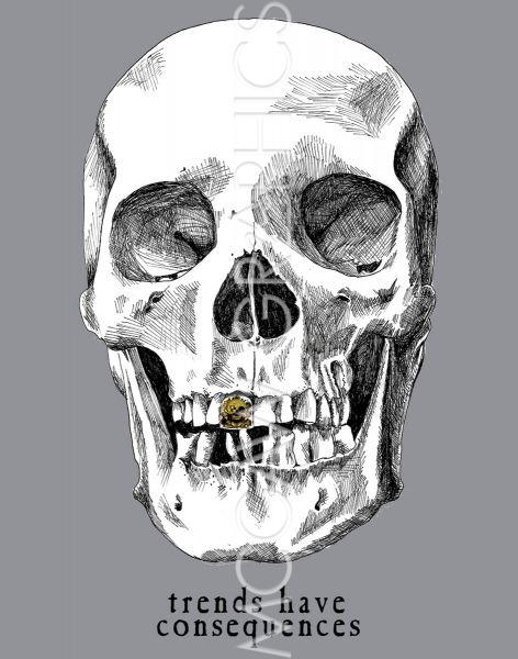 Trends Have Consequences Skull with Gold Tooth by Urban Cricket