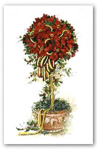 Red Poinsettias Topiary by Peggy Abrams