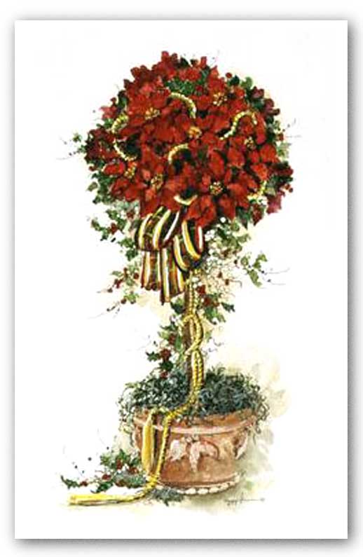 Red Poinsettias Topiary by Peggy Abrams