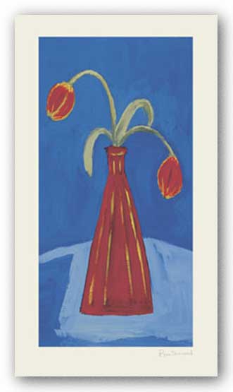 Red Vase and Tulips by Pippa Sherwood