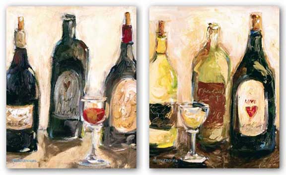 Glass Of White and Glass Of Red Set by Nicole Etienne
